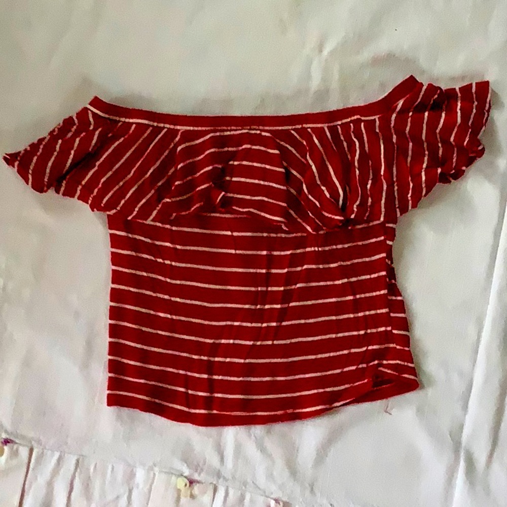 Red and White Stripped Top